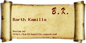 Barth Kamilla névjegykártya